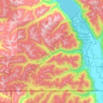 Area C topographic map, elevation, terrain
