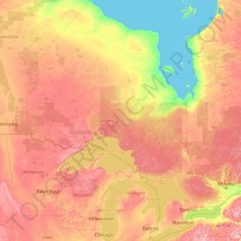 Ontario topographic map, elevation, terrain