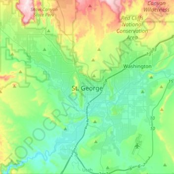 St. George topographic map, elevation, terrain