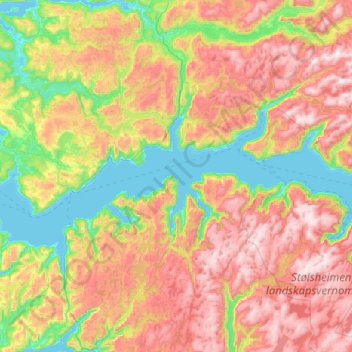 Høyanger topographic map, elevation, terrain