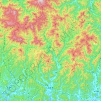 Shiso topographic map, elevation, terrain