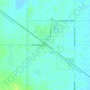 Wimbledon topographic map, elevation, terrain