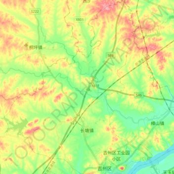 长塘镇 topographic map, elevation, terrain