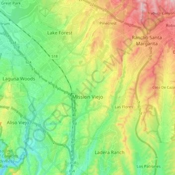 Mission Viejo topographic map, elevation, terrain