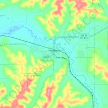 Whitehall topographic map, elevation, terrain