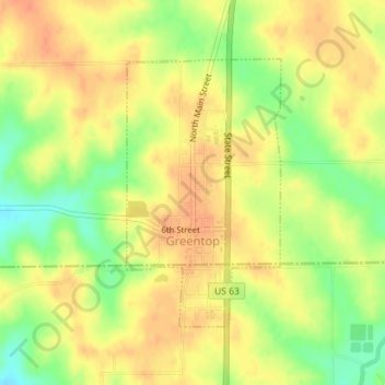 Greentop topographic map, elevation, terrain