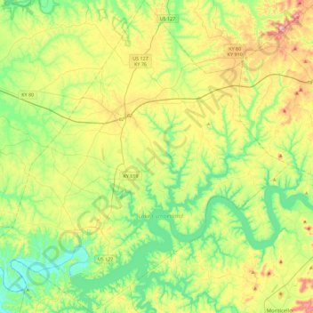 Russell County topographic map, elevation, terrain