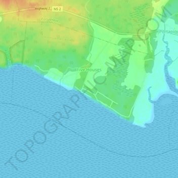 Five Houses topographic map, elevation, terrain