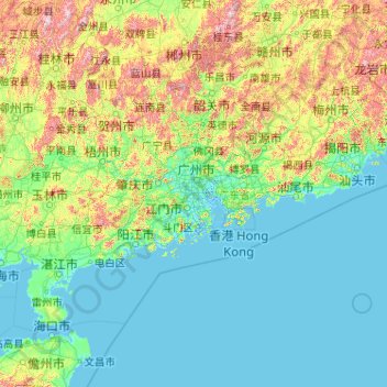 Guangdong Province topographic map, elevation, terrain