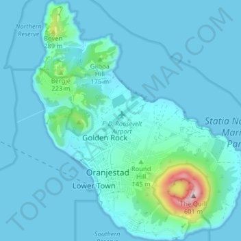 Sint Eustatius topographic map, elevation, terrain