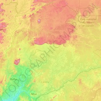 Mbam-et-Kim topographic map, elevation, terrain