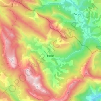 Blieux topographic map, elevation, terrain