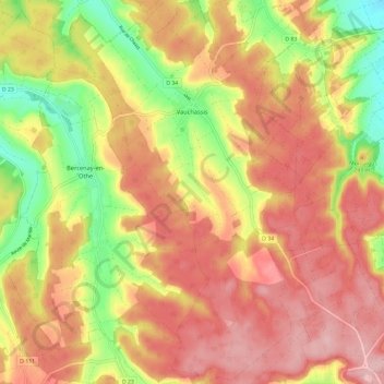 Vauchassis topographic map, elevation, terrain