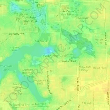 Wolverine Lake topographic map, elevation, terrain