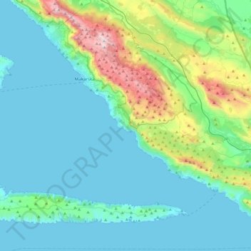 Makarska rivijera topographic map, elevation, terrain