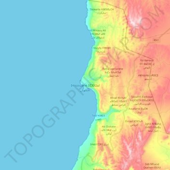 Imsouane topographic map, elevation, terrain