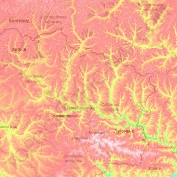 Siverskyi Donets topographic map, elevation, terrain