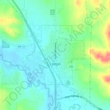 Linton topographic map, elevation, terrain