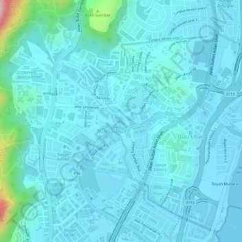 Tasik Harapan topographic map, elevation, terrain