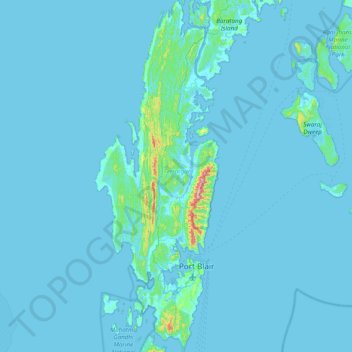 Ile Andaman du Sud topographic map, elevation, terrain