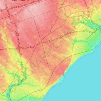 Scarborough topographic map, elevation, terrain