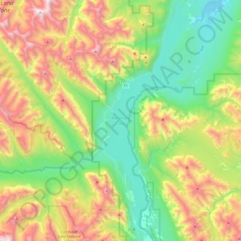 Abraham Lake topographic map, elevation, terrain