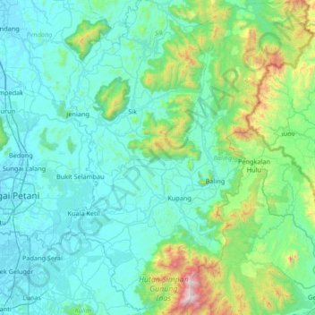 Baling topographic map, elevation, terrain