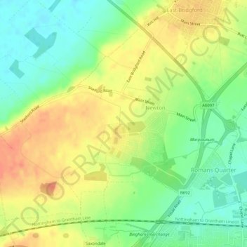 Newton topographic map, elevation, terrain