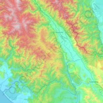 Aceh Tenggara topographic map, elevation, terrain