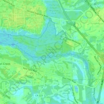 Julington-Durbin Preserve topographic map, elevation, terrain