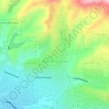 Mission Canyon topographic map, elevation, terrain