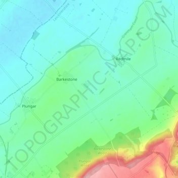 Redmile topographic map, elevation, terrain