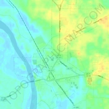 Coushatta topographic map, elevation, terrain