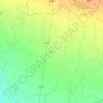 Baheri topographic map, elevation, terrain