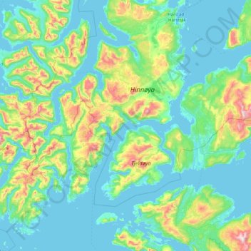 Tjeldsund topographic map, elevation, terrain