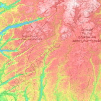 Sirdal topographic map, elevation, terrain