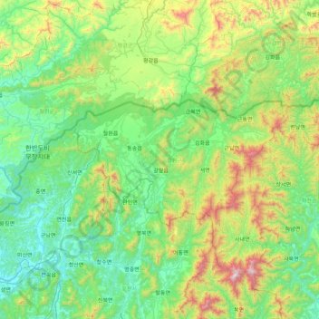 Cheorwon-gun topographic map, elevation, terrain