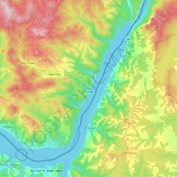 Golubinje topographic map, elevation, terrain