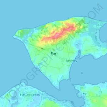 Fur topographic map, elevation, terrain