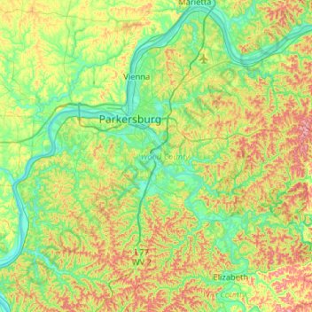 Wood County topographic map, elevation, terrain