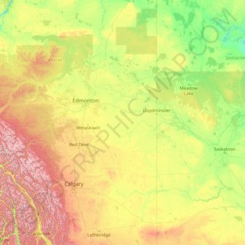North Saskatchewan River topographic map, elevation, terrain