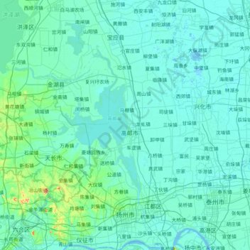 Yangzhou City topographic map, elevation, terrain