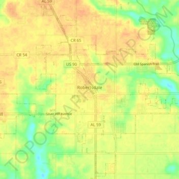 Robertsdale topographic map, elevation, terrain