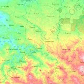 Lares topographic map, elevation, terrain