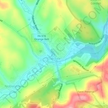 Oakdale topographic map, elevation, terrain