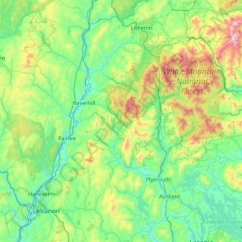 Grafton County topographic map, elevation, terrain