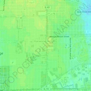Harwood Heights topographic map, elevation, terrain