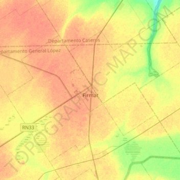 Municipio de Firmat topographic map, elevation, terrain