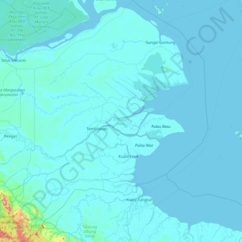 Indragiri Hilir topographic map, elevation, terrain