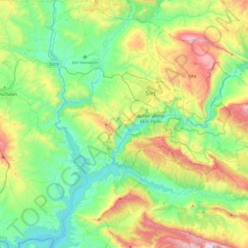 Siirt (merkez) topographic map, elevation, terrain